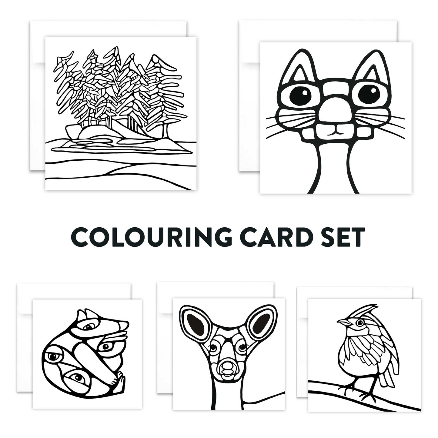 Pack of 5 Greeting Cards - Colouring Cards