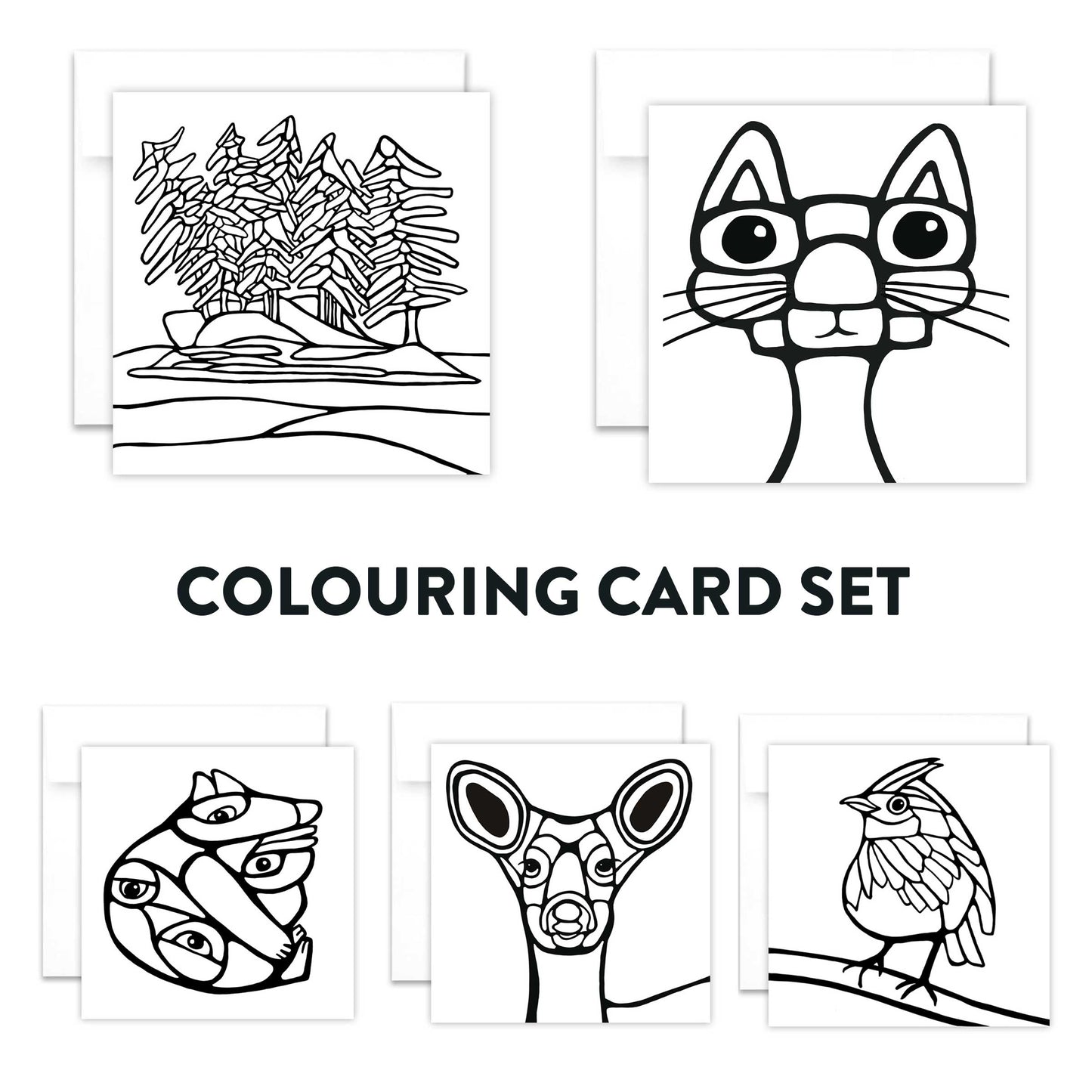 Pack of 5 Greeting Cards - Colouring Cards - Unperfekt-Studios