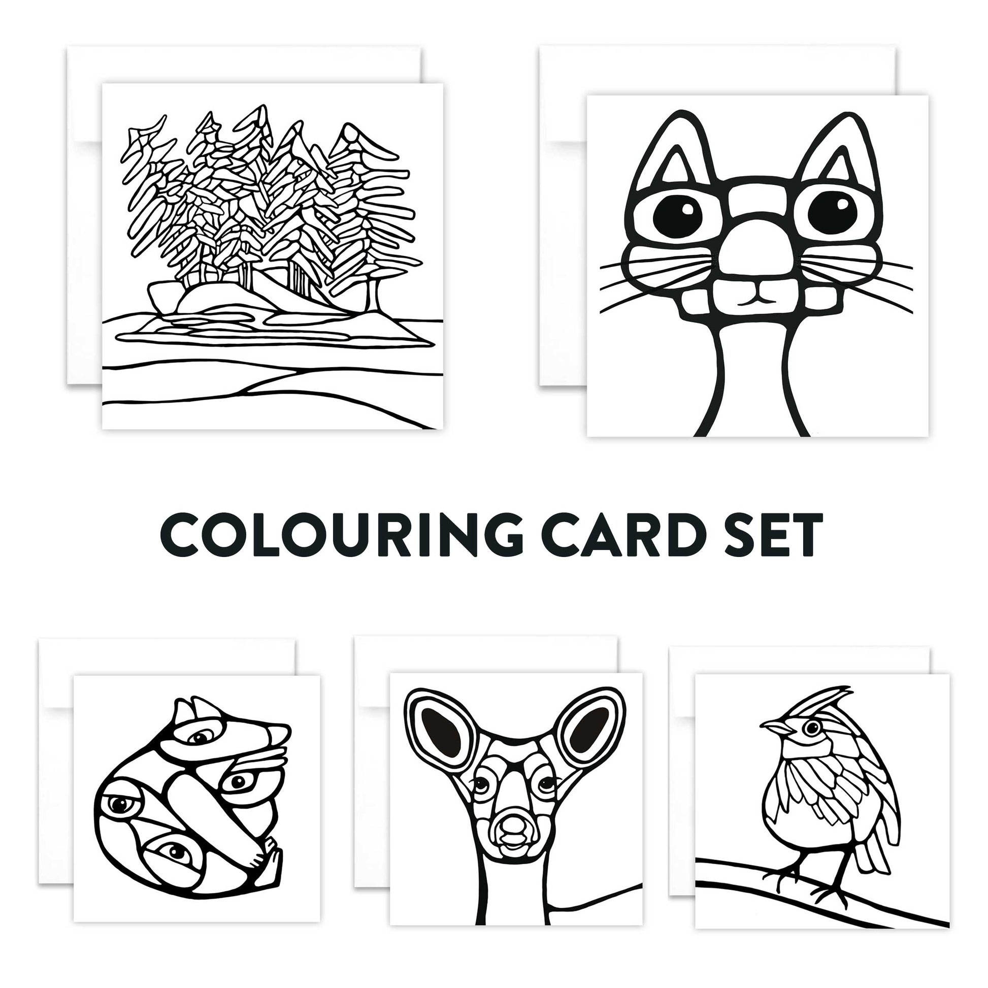 Pack of 5 Greeting Cards - Colouring Cards - Unperfekt-Studios