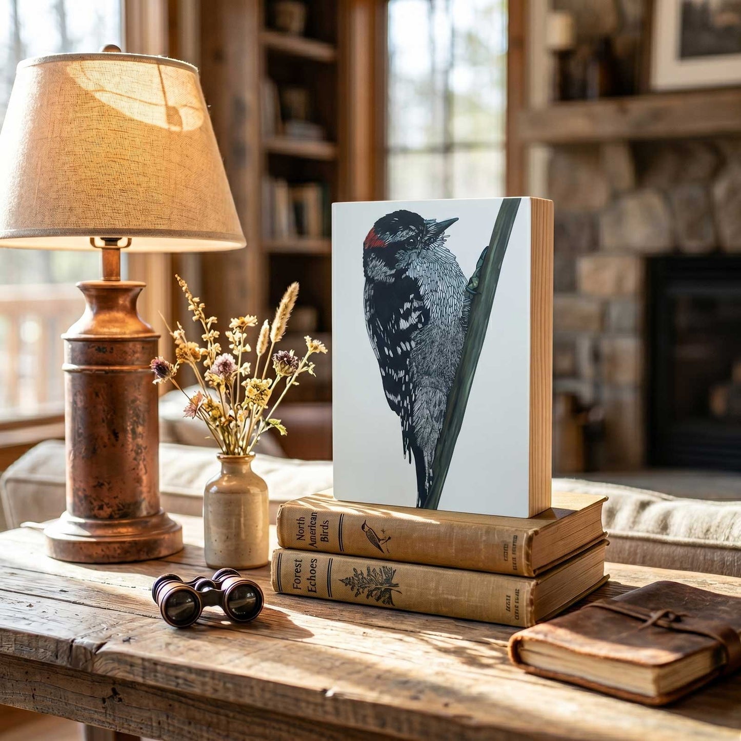 Print on Wood Block - Downy Woodpecker