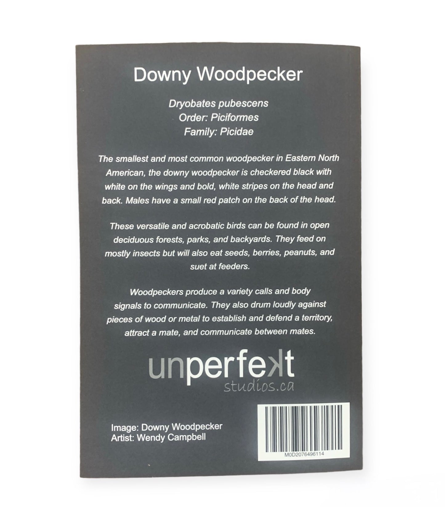 Notebook, Journal - Downy Woodpecker  (lined or unlined) - Unperfekt-Studios