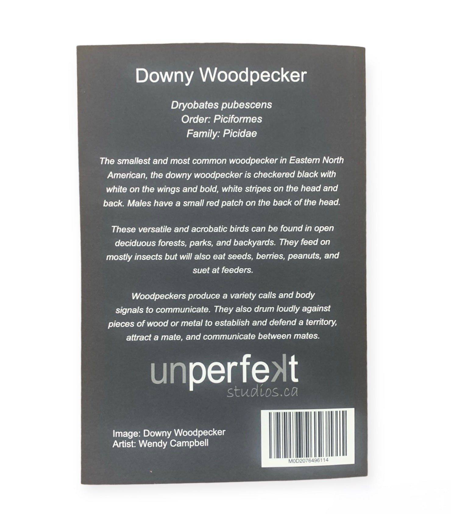 Notebook, Journal - Downy Woodpecker  (lined or unlined) - Unperfekt-Studios
