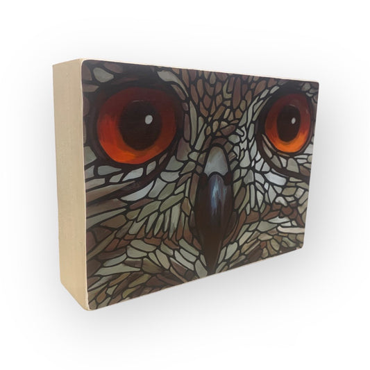 Print on Wood Block - Owl - Unperfekt-Studios