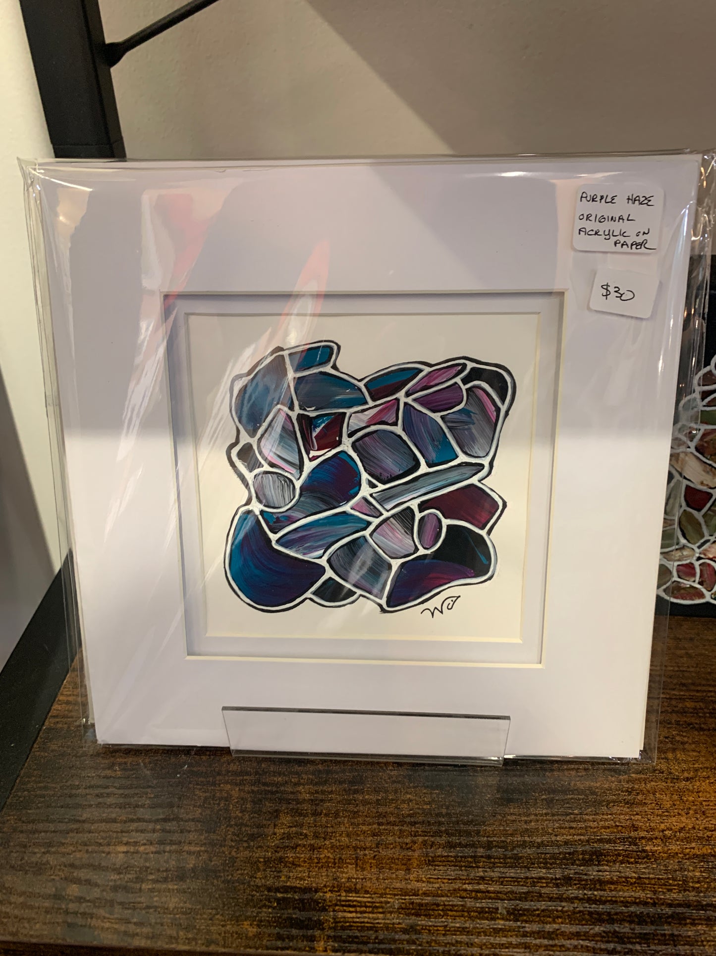 Chaos Theory - Matted Abstract Acrylic on Paper - Wendy Campbell