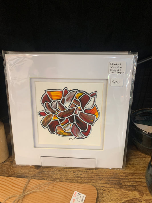 Chaos Theory - Matted Abstract Acrylic on Paper - Wendy Campbell