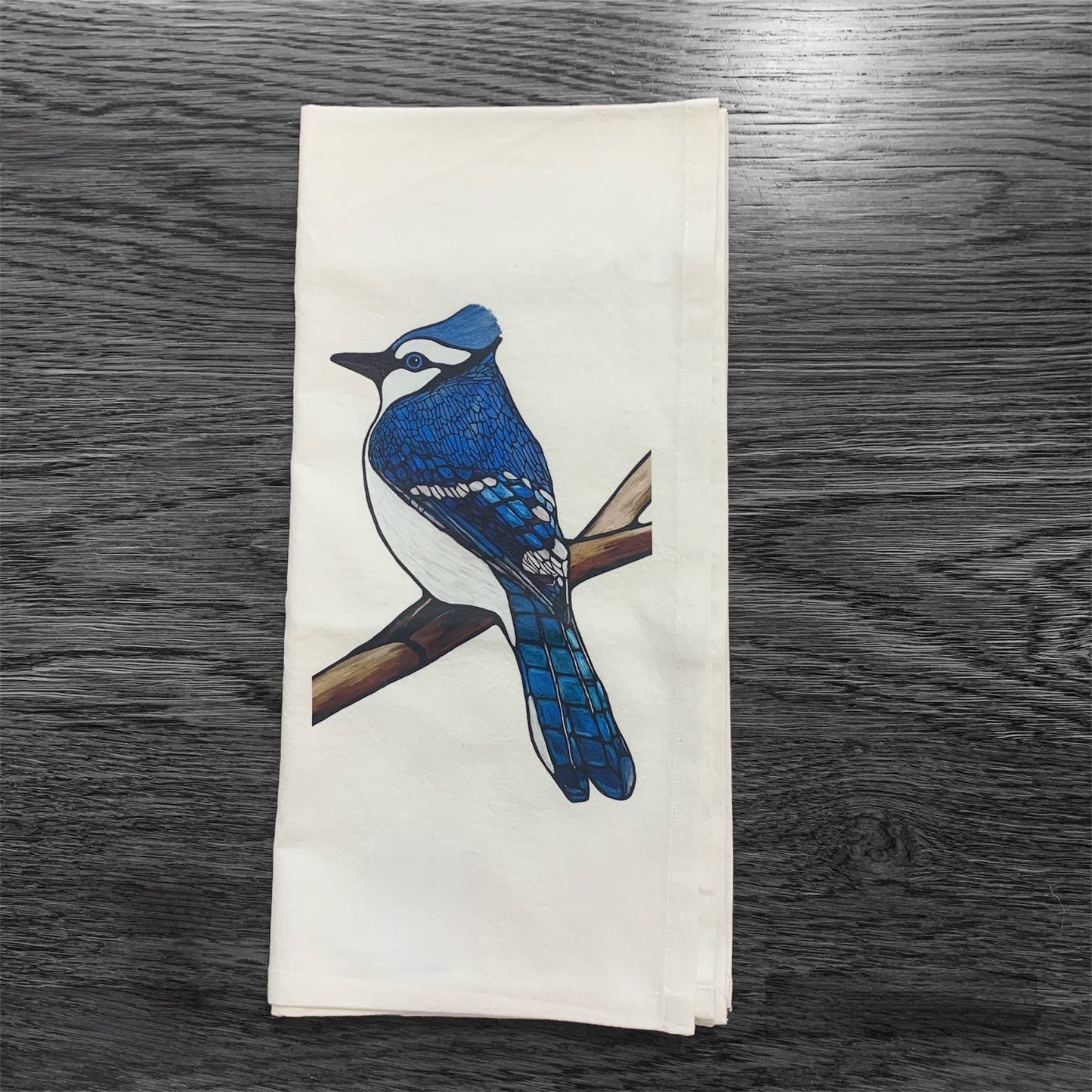 Flour Sack Tea Towel - 100% Organic Cotton - Blue Jay