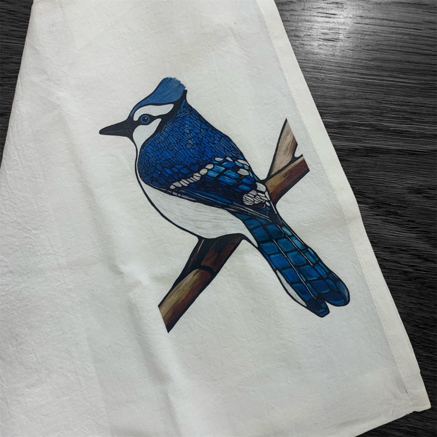 Flour Sack Tea Towel - 100% Organic Cotton - Blue Jay