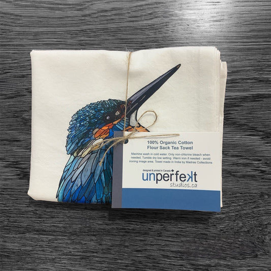 Flour Sack Tea Towel - 100% Organic Cotton - Kingfisher