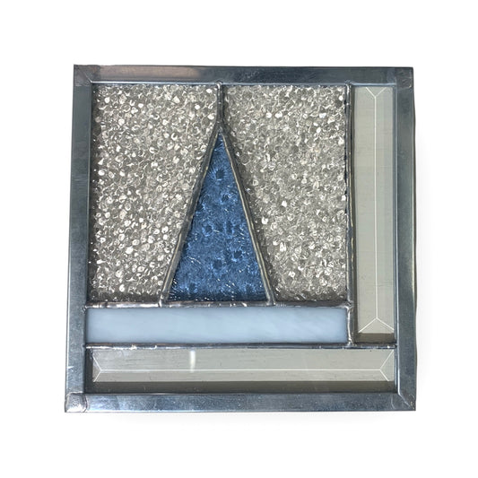 Stained Glass Panel, Blue Tree - 6.5” x 6.5”