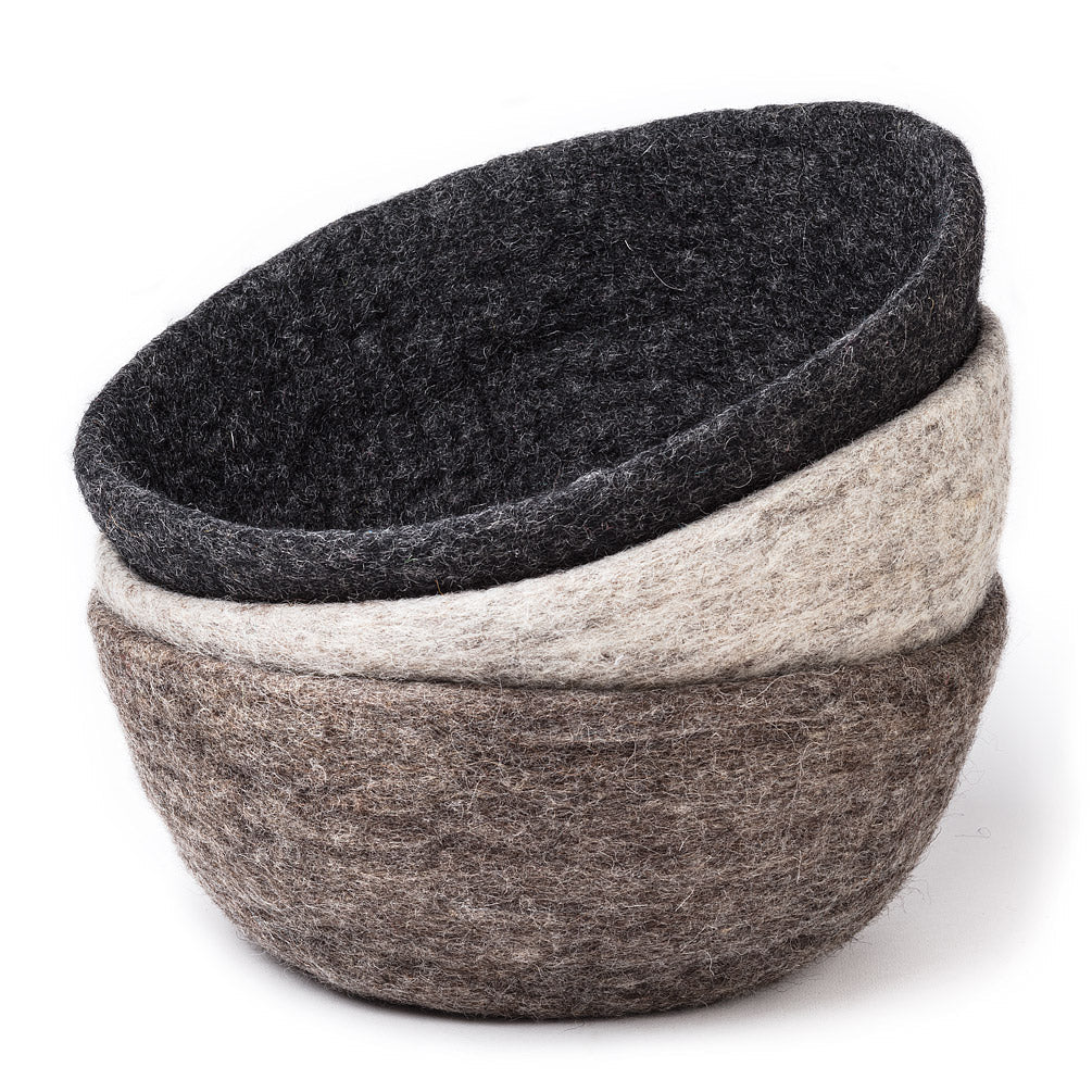 Large Felt Bowl - Taupe or Black - from Cedar Lake
