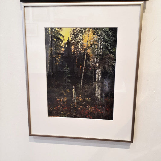 Group of Seven Aluminum Framed Print - SUNSET IN THE BUSH, 1918 - Frank Johnston - from Cedar Lake