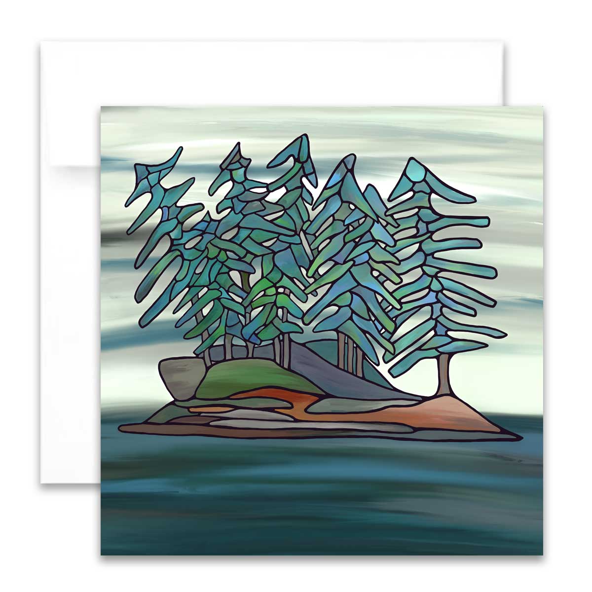 Colouring Greeting Card - Little Island