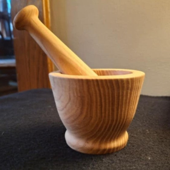 Wood-turned Mortar and Pestle