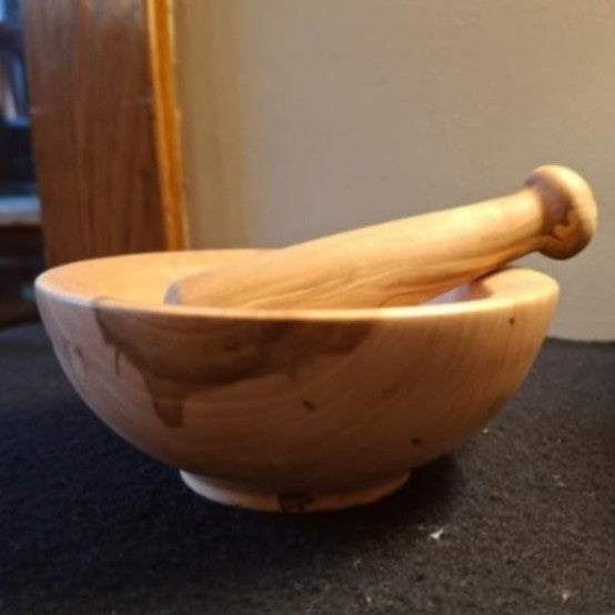 Wood-turned Mortar and Pestle