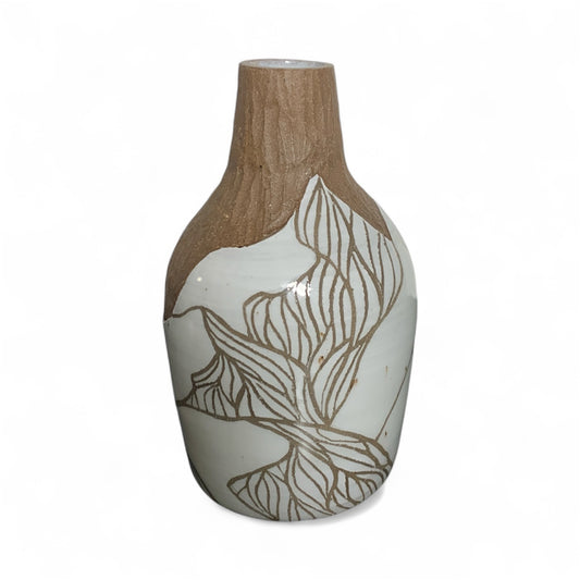 Small Vase - Beige and White