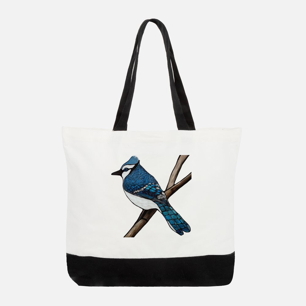 Large Cotton Tote Bag - Blue Jay - Unperfekt-Studios