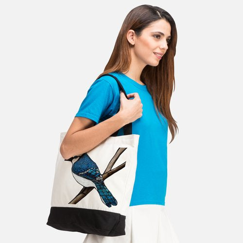 Large Cotton Tote Bag - Blue Jay - Unperfekt-Studios
