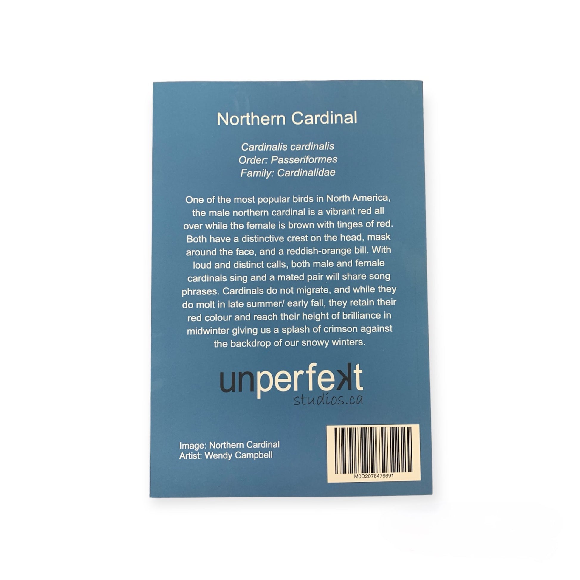 Notebook, Journal - Northern Cardinal (lined or unlined) - Unperfekt-Studios