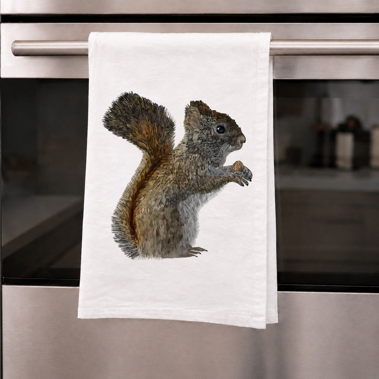100% Organic Cotton Tea Towel - American Red Squirrel