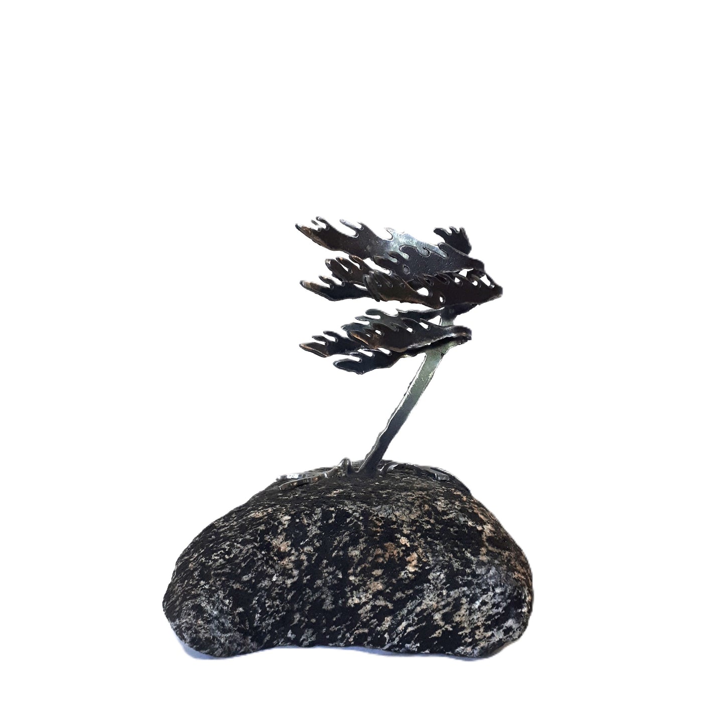 Cut-Steel Sculptures - Trees on Granite - from Cedar Lake Canada (by Cathy Mark)