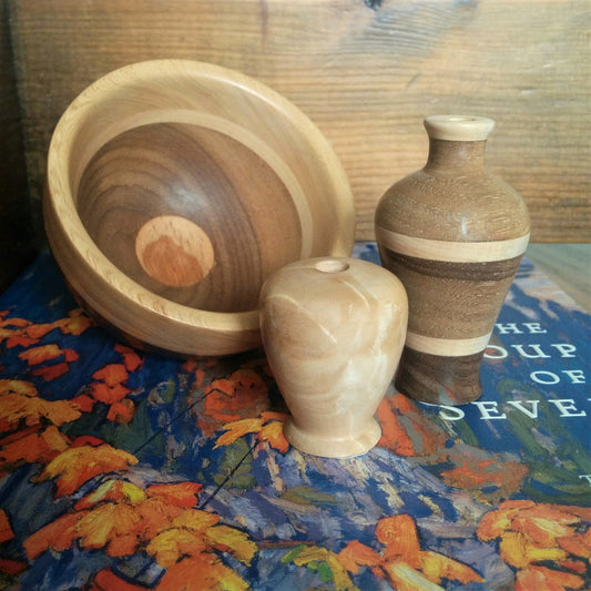 Wood-turned Tiny Twig Pots