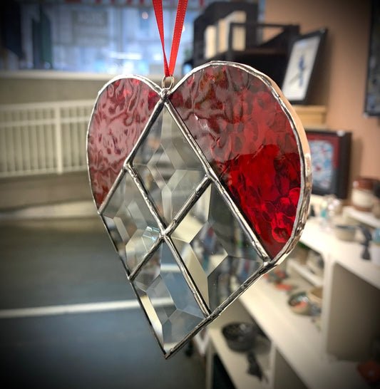 Stained Glass Heart Suncatcher - Valentine Red - Unperfekt-Studios