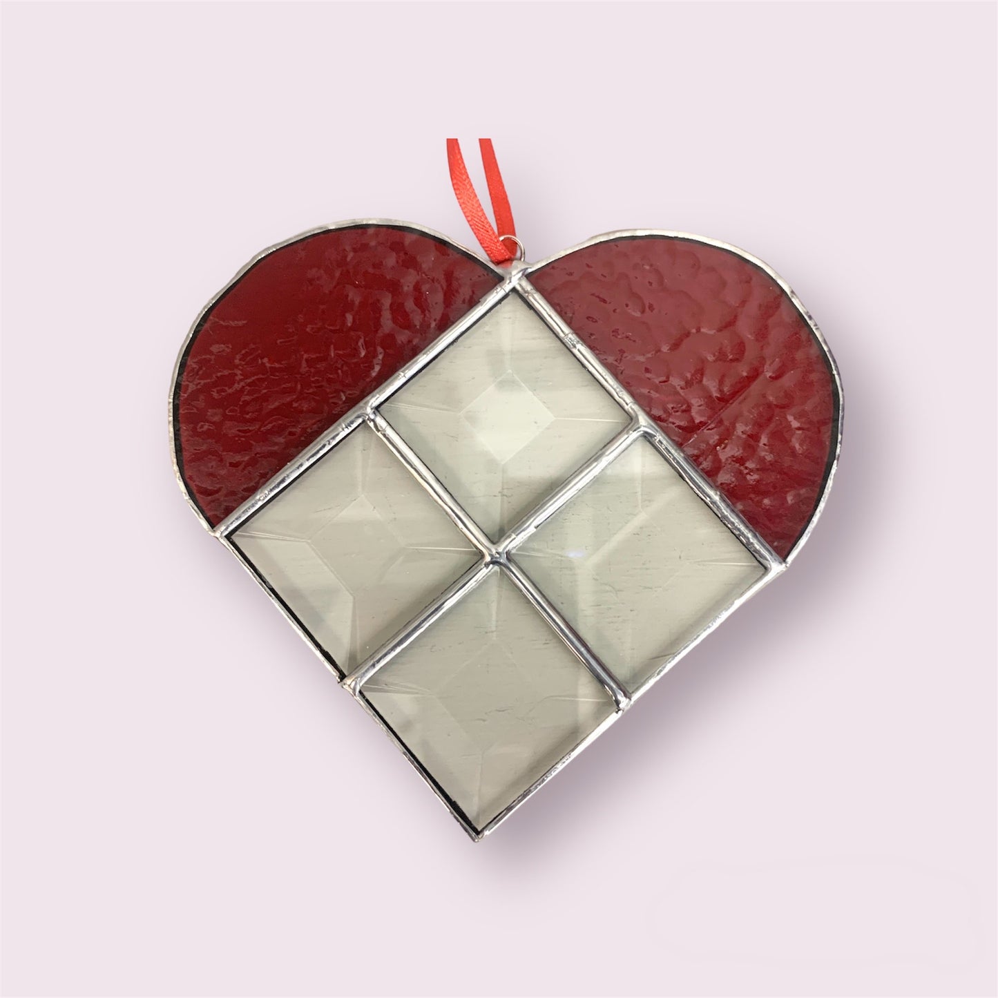 Stained Glass Heart Suncatcher - Valentine Red