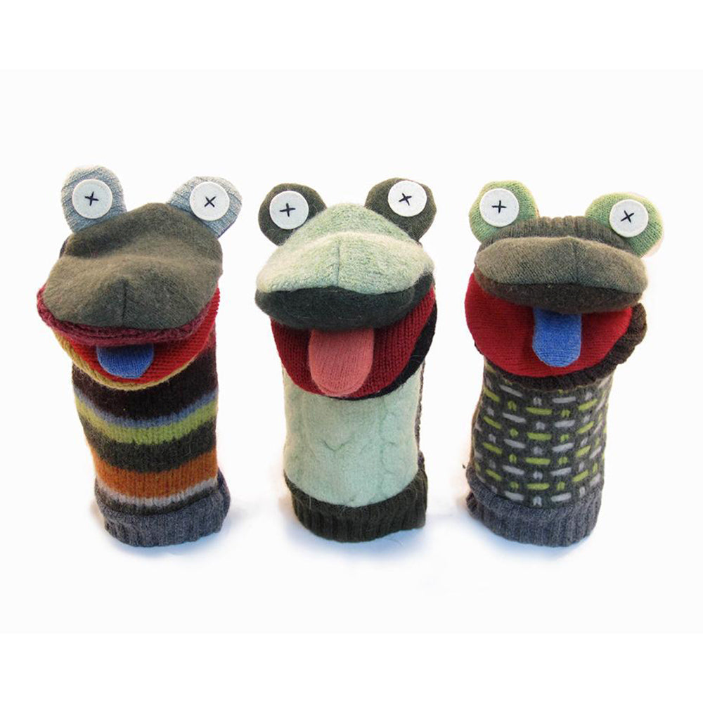Reclaimed Wool Hand Puppet - Frog