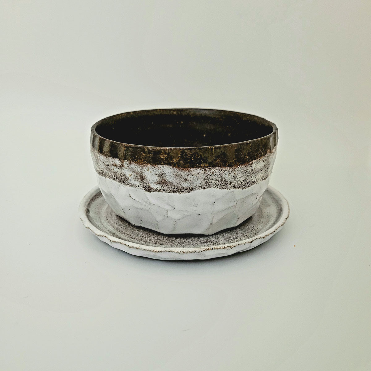 Planter Set, Brown & White, Dark Granite Stoneware - Erin White