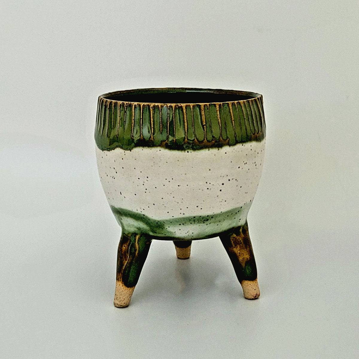 Mini 3-Legged Planter: Speckled Stoneware - Erin White