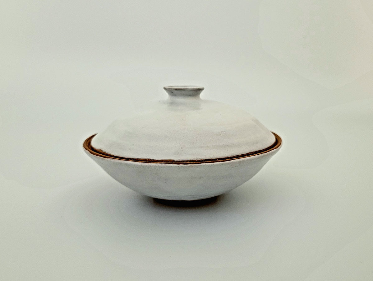 Petite Dish, White - Warm Brown Stoneware - Erin White