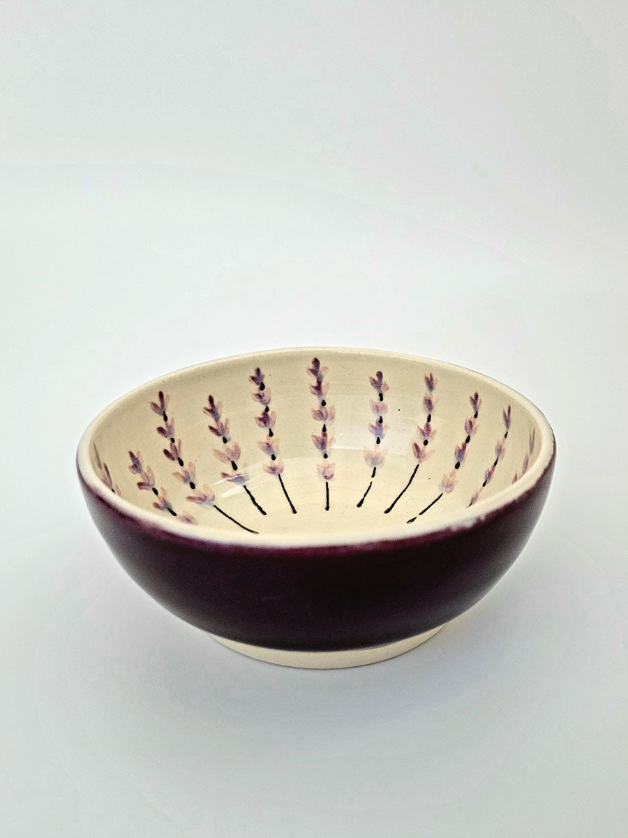 Hand-Painted Snack Bowl, Lavender, White Stoneware - Erin White