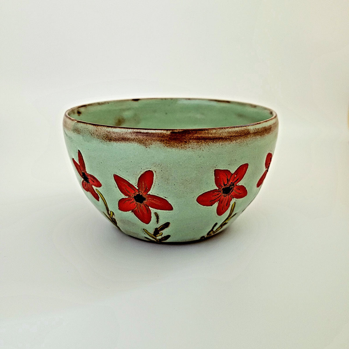 Flower Bowl - Warm Brown Stoneware - Erin White