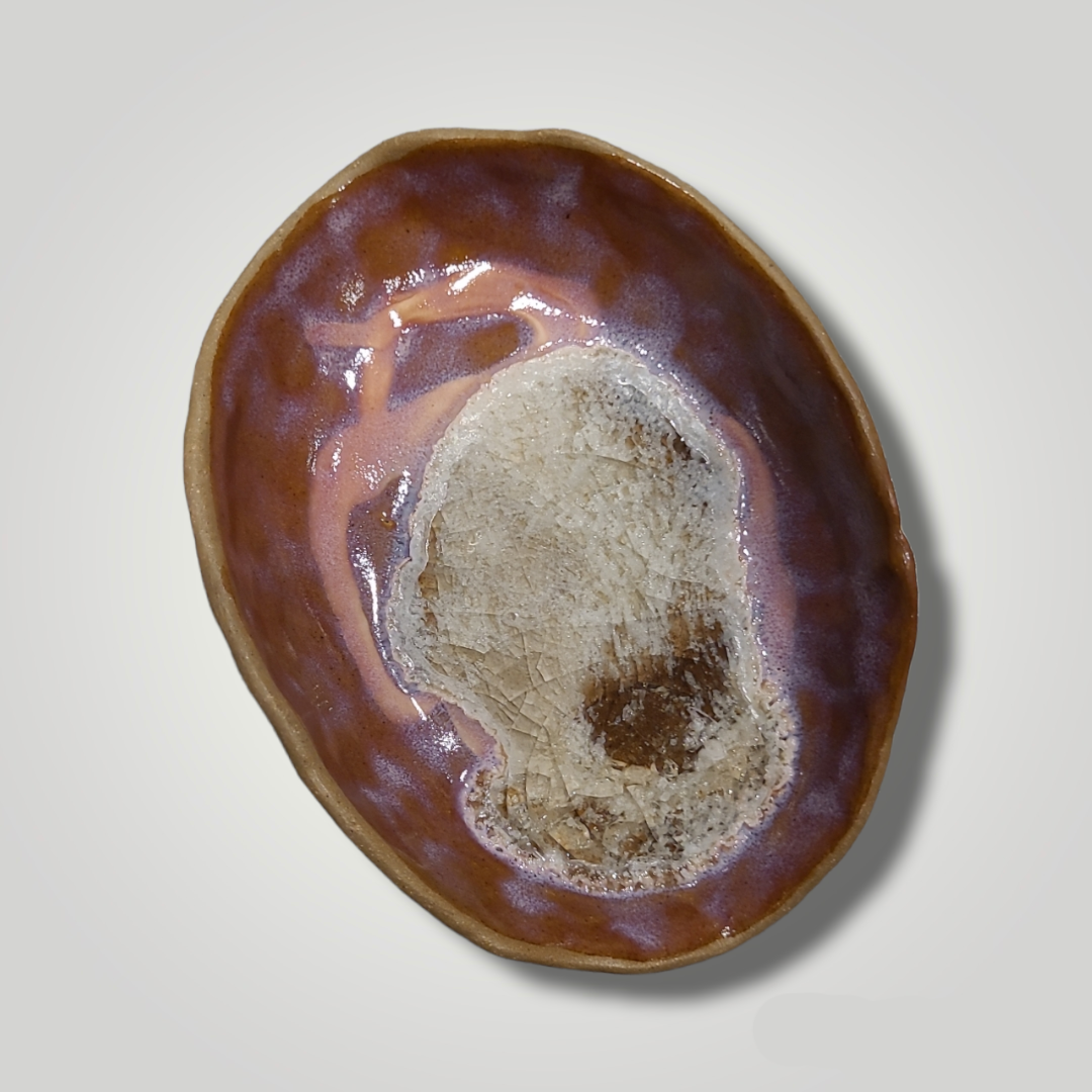 Glass Crackle Dish - Geode, Warm Brown Stoneware - Erin White