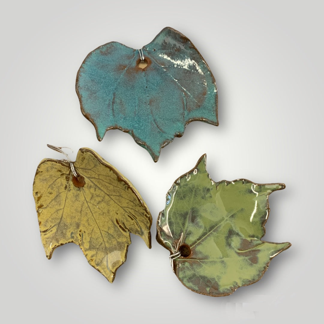 Hand-Built Ceramic Leaf Ornaments - Erin White