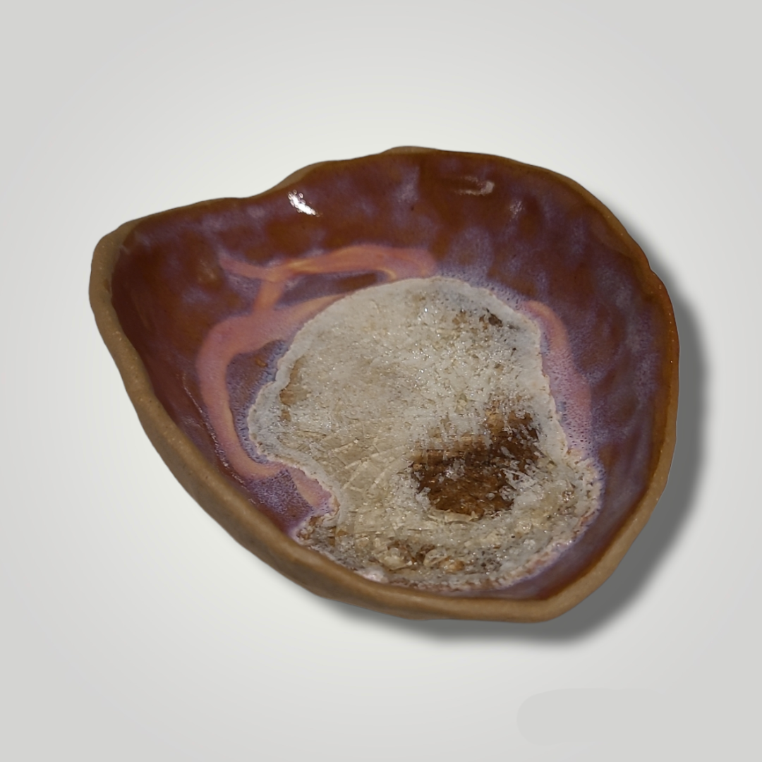 Glass Crackle Dish - Geode, Warm Brown Stoneware - Erin White