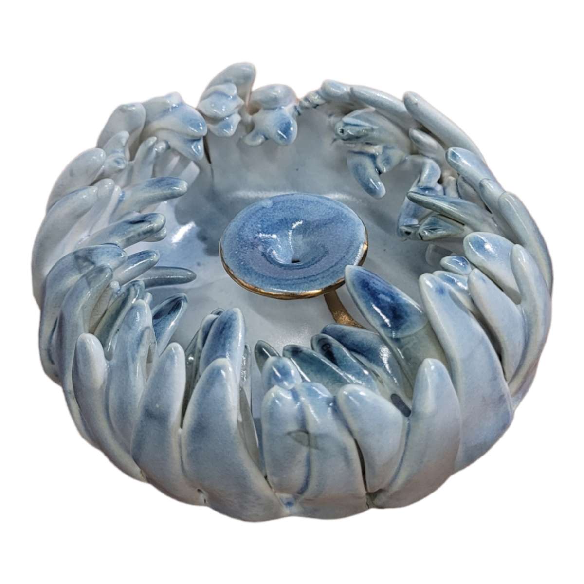 Chrysanthemum Incense Burner, White Stoneware - Erin White