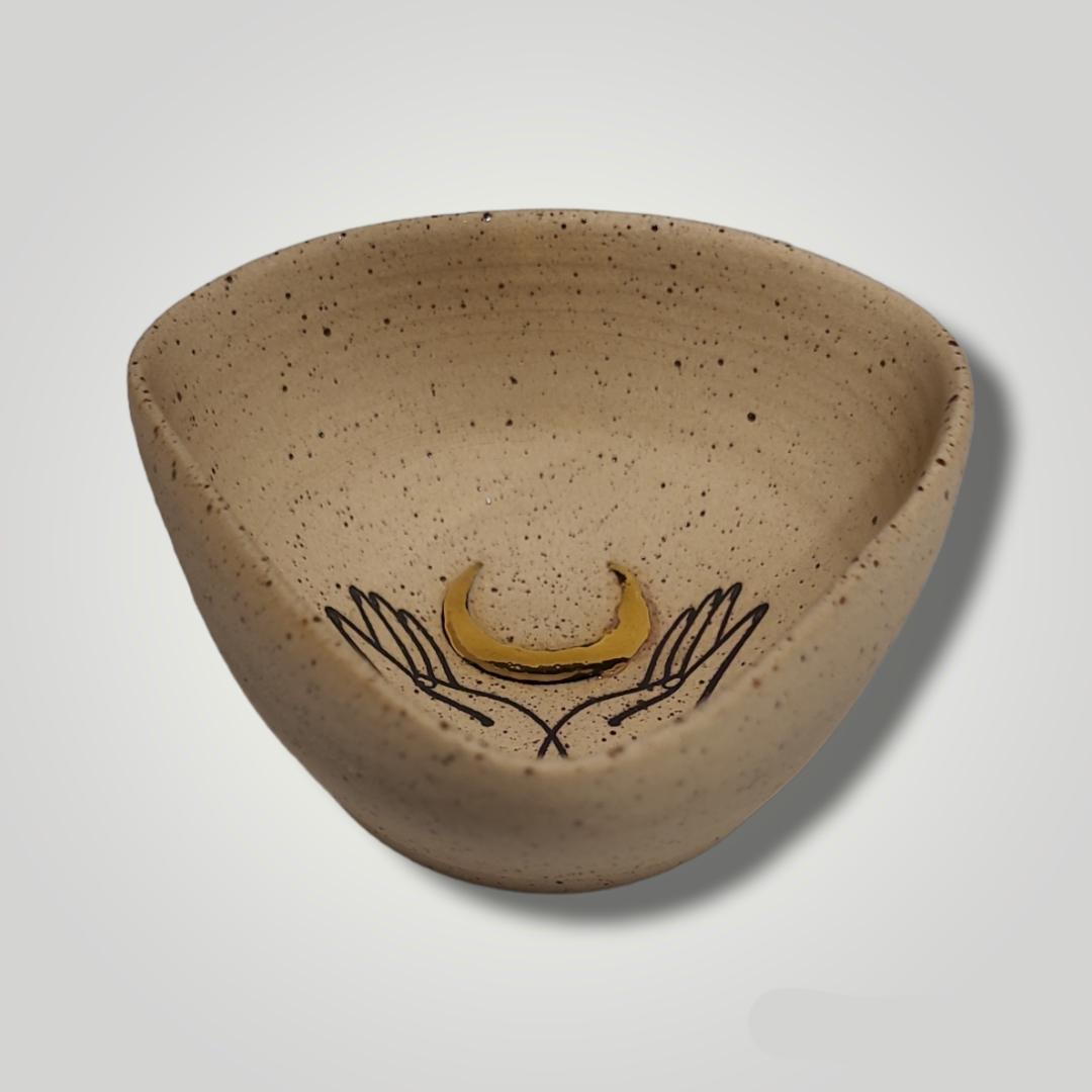 Triangle Bowl - Gold Moon, Speckle Stoneware - Erin White