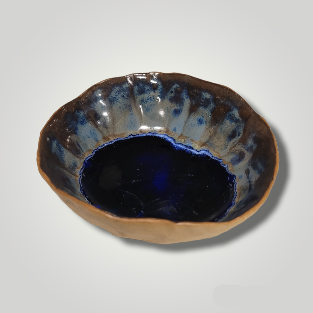 Glass Crackle Dish - Inky, Warm Brown Stoneware - Erin White