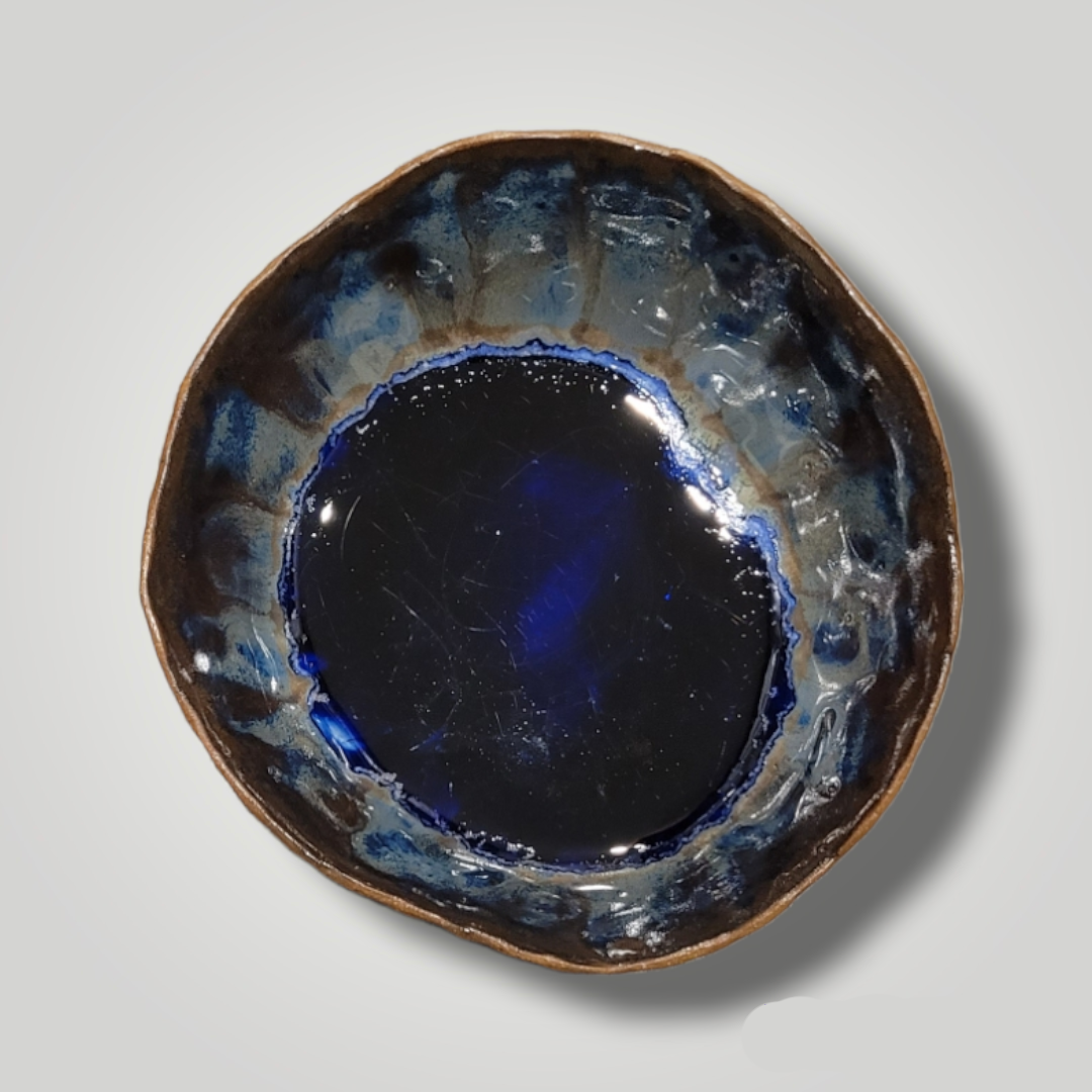 Glass Crackle Dish - Inky, Warm Brown Stoneware - Erin White