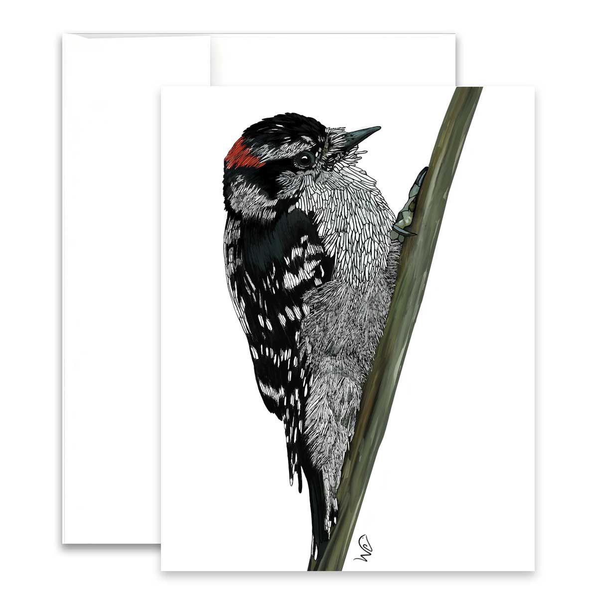 Greeting Card - Downy Woodpecker - Unperfekt-Studios