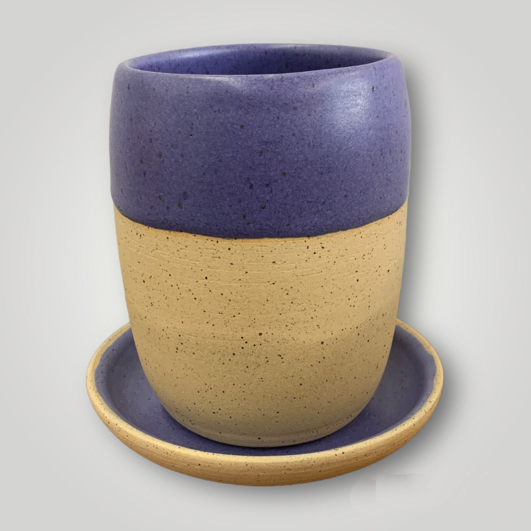 Tumbler & Saucer - Blue - Speckled Stoneware - Erin White