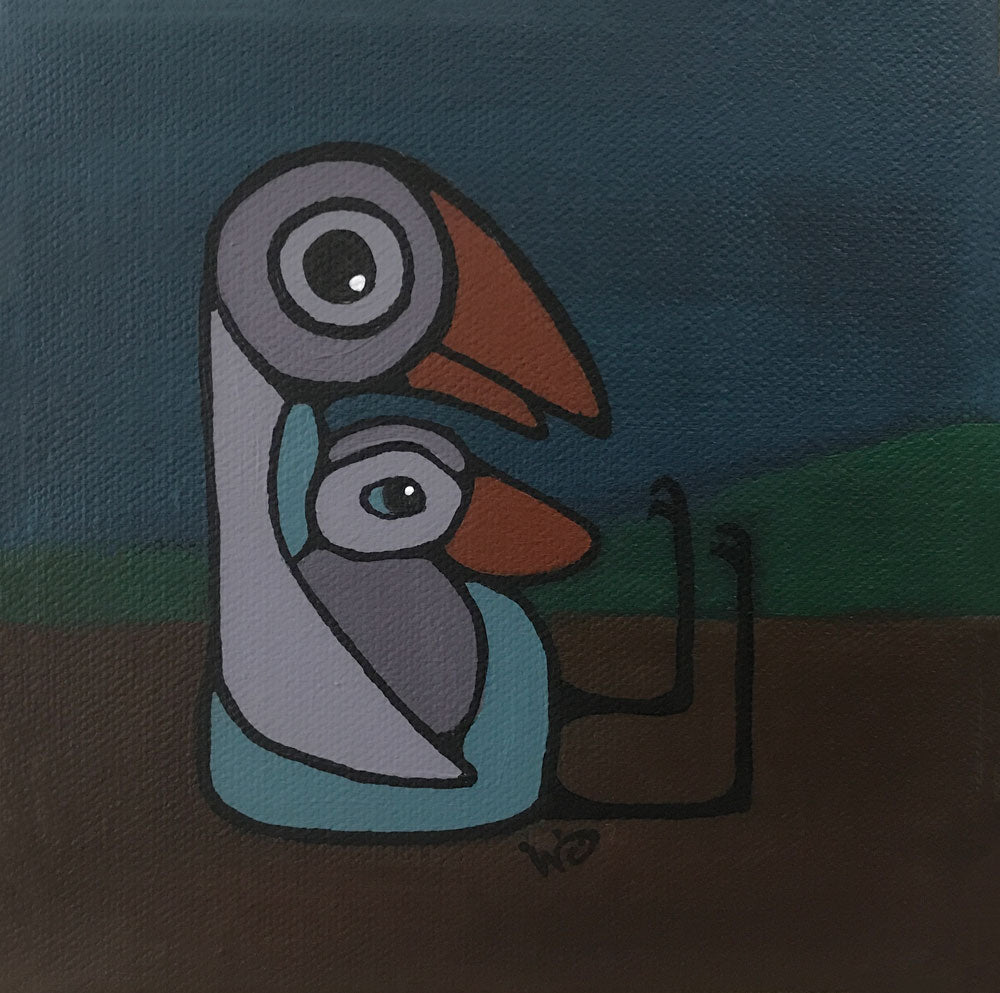 Acrylic 6" x 6" Mini Painting: Mother-Daughter