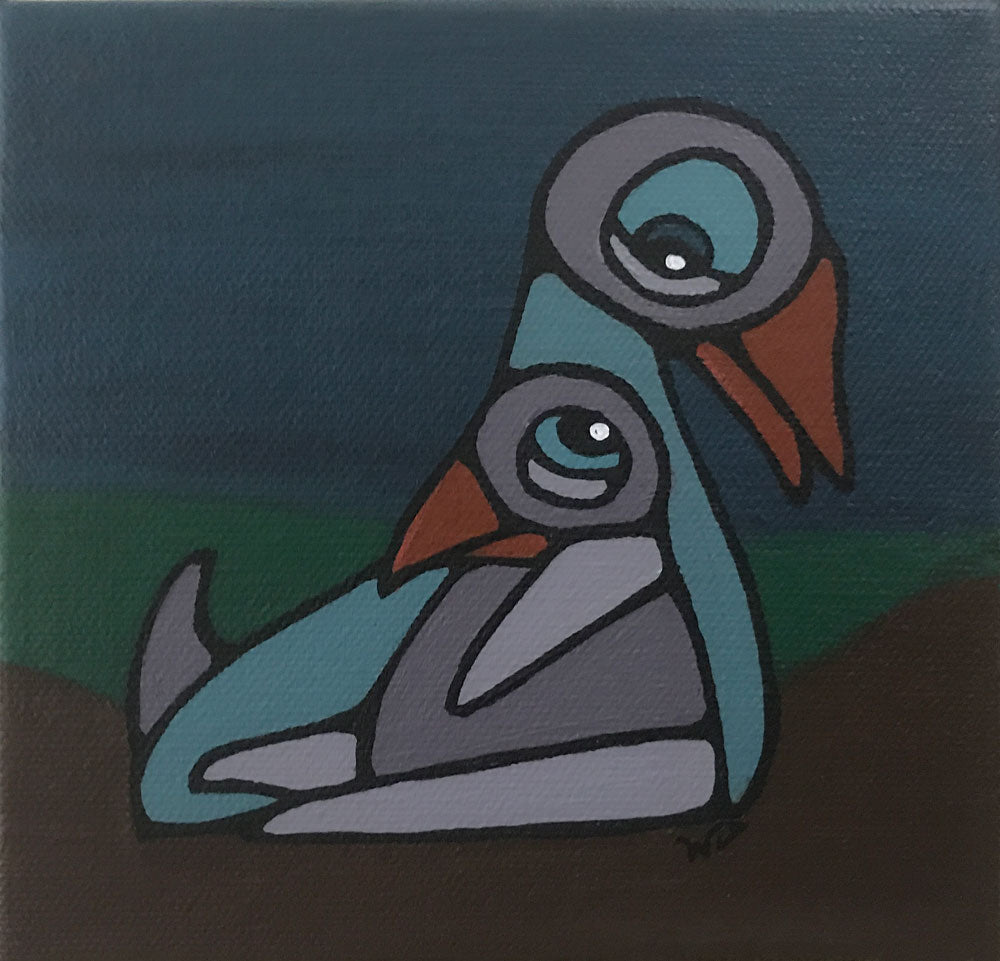 Acrylic 6" x 6" Mini Painting: Mutual Admiration