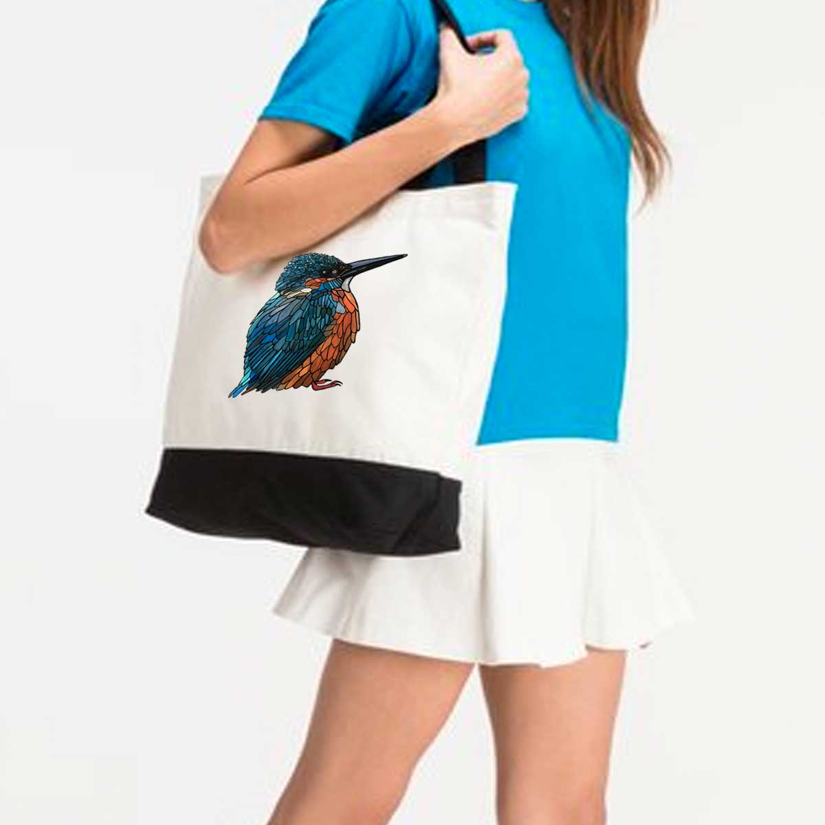 Large Cotton Tote Bag - Kingfisher - Unperfekt-Studios