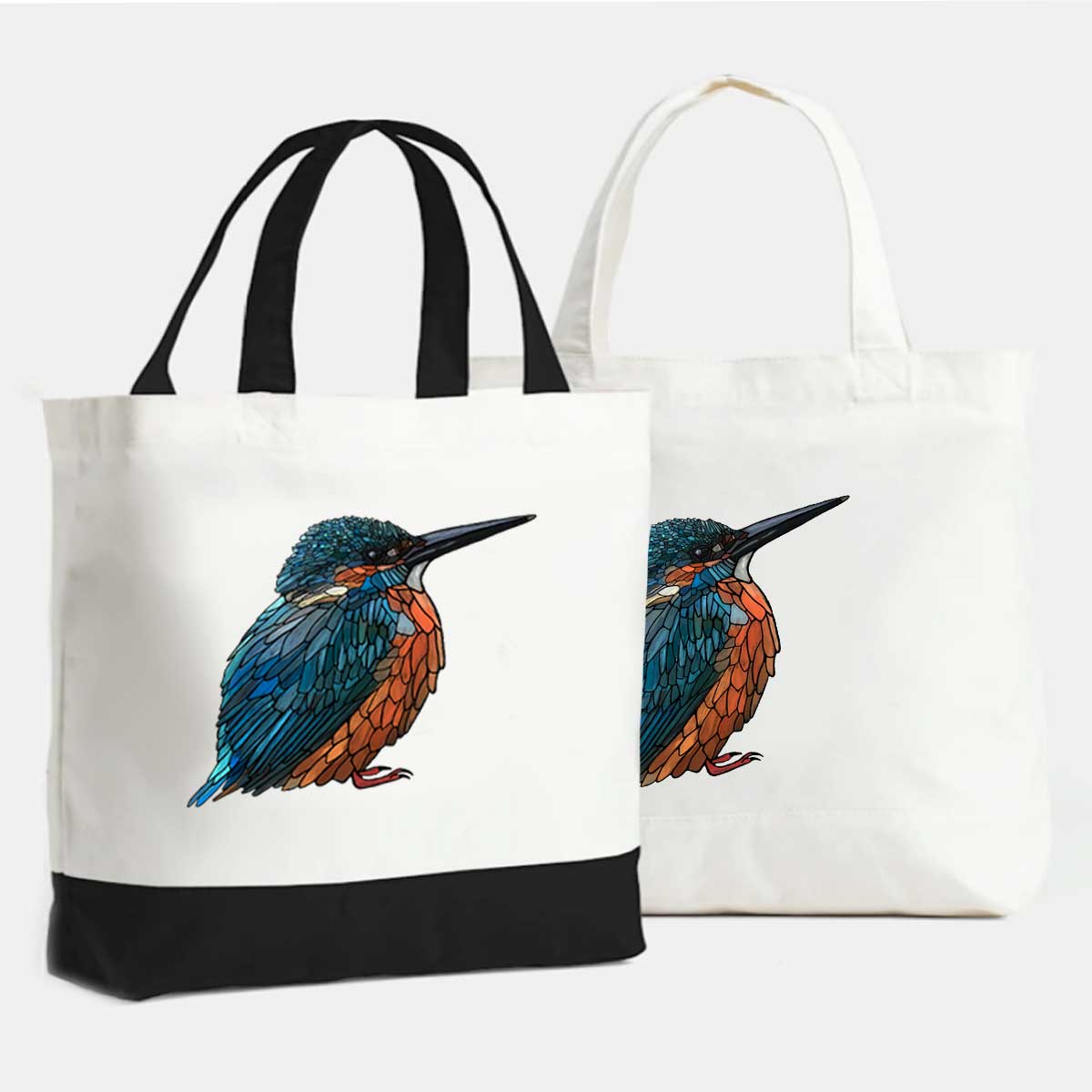 Large Cotton Tote Bag - Kingfisher - Unperfekt-Studios