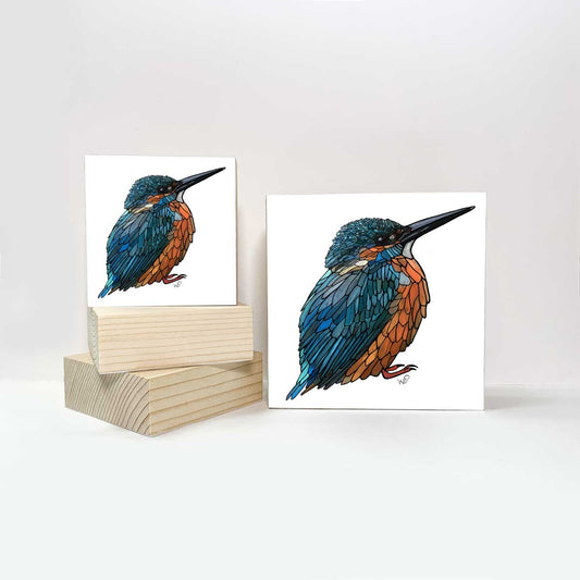 Print on Wood Block - Kingfisher - Unperfekt-Studios