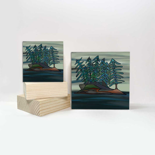 Print on Wood Block - Little Island - Unperfekt-Studios