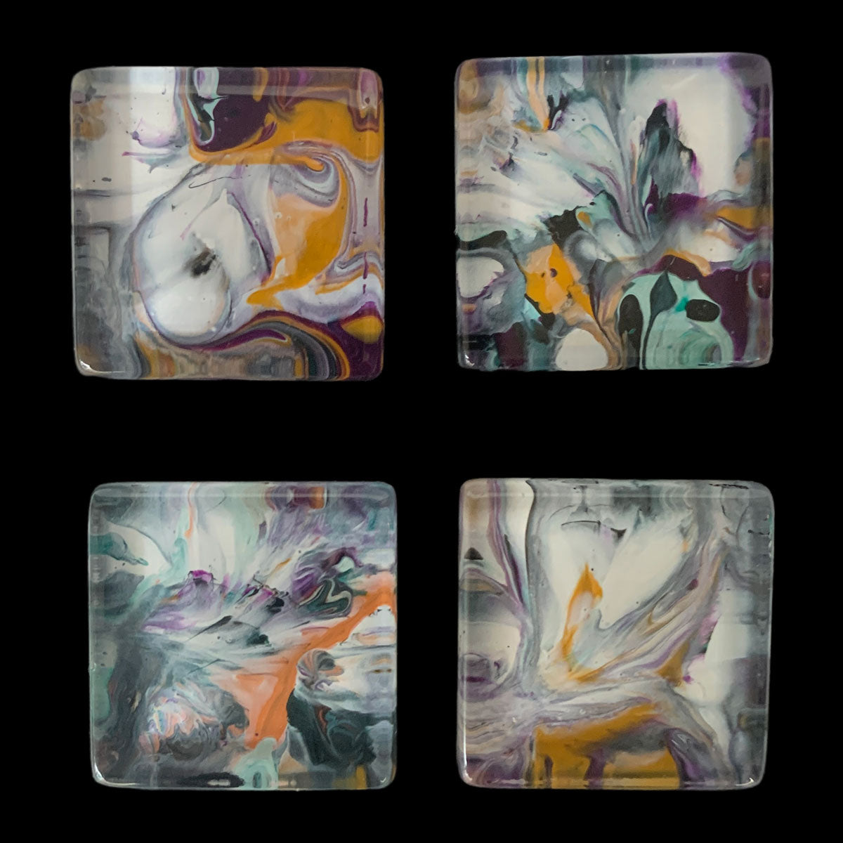 Glass Magnet Set - Abstract - Purple Fleur - Unperfekt-Studios