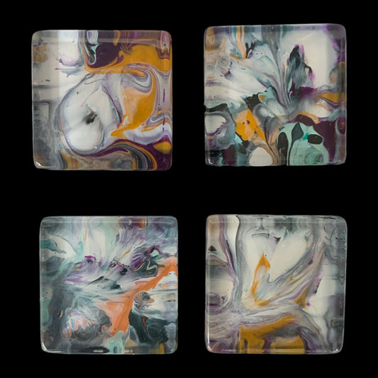 Glass Magnet Set - Abstract - Purple Fleur - Unperfekt-Studios